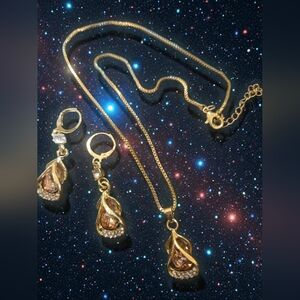 #0760 Jewelry set rhinestone Necklace and earrings